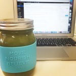Sipping on a green smoothie and working on a bloghellip